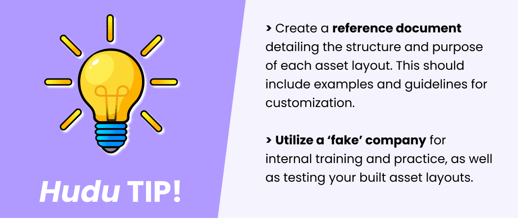 Enforcing documentation standards using asset layouts