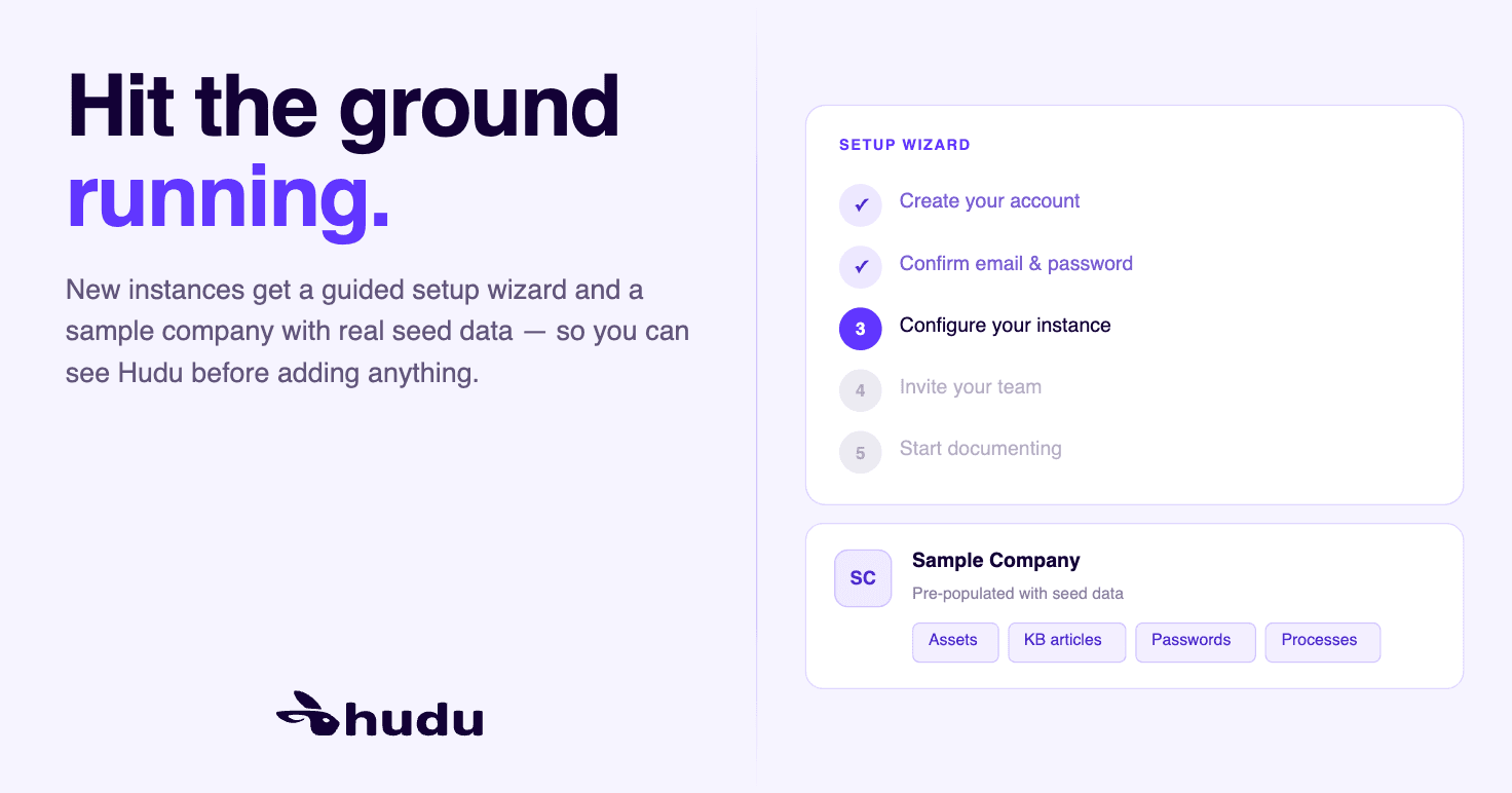 Onboarding wizard available for new customers
