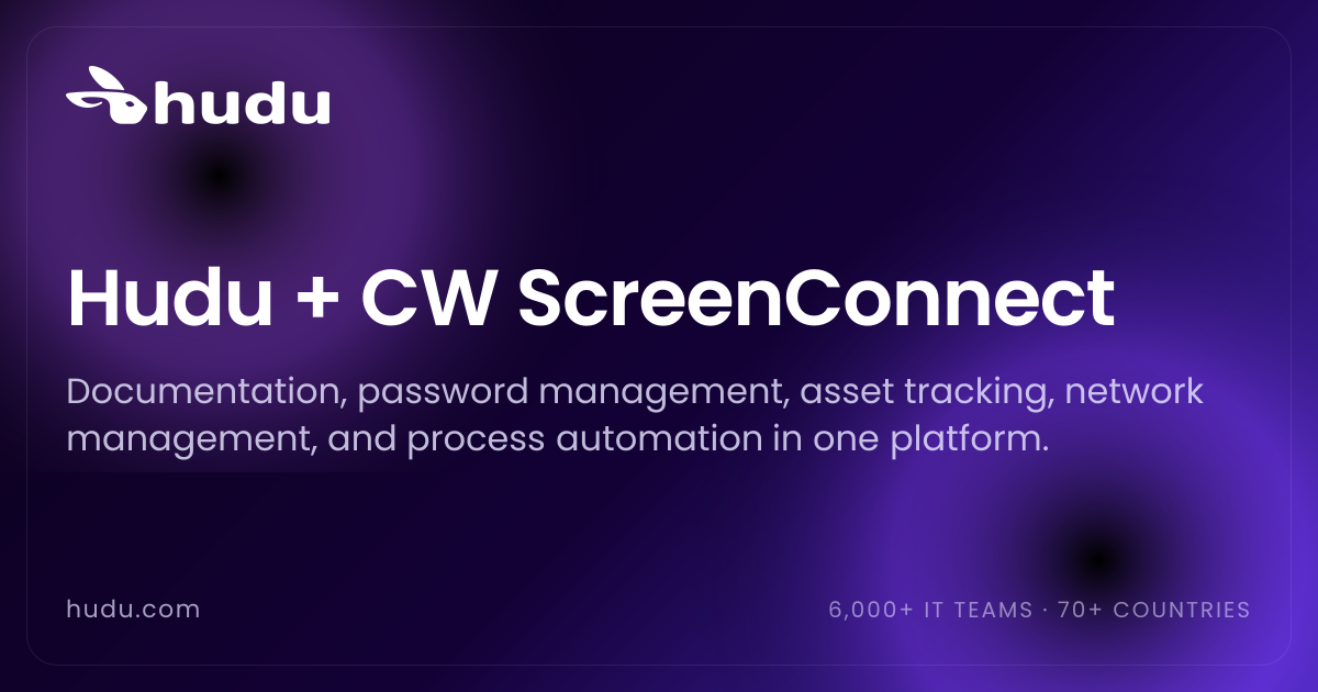 CW ScreenConnect Integration | Hudu