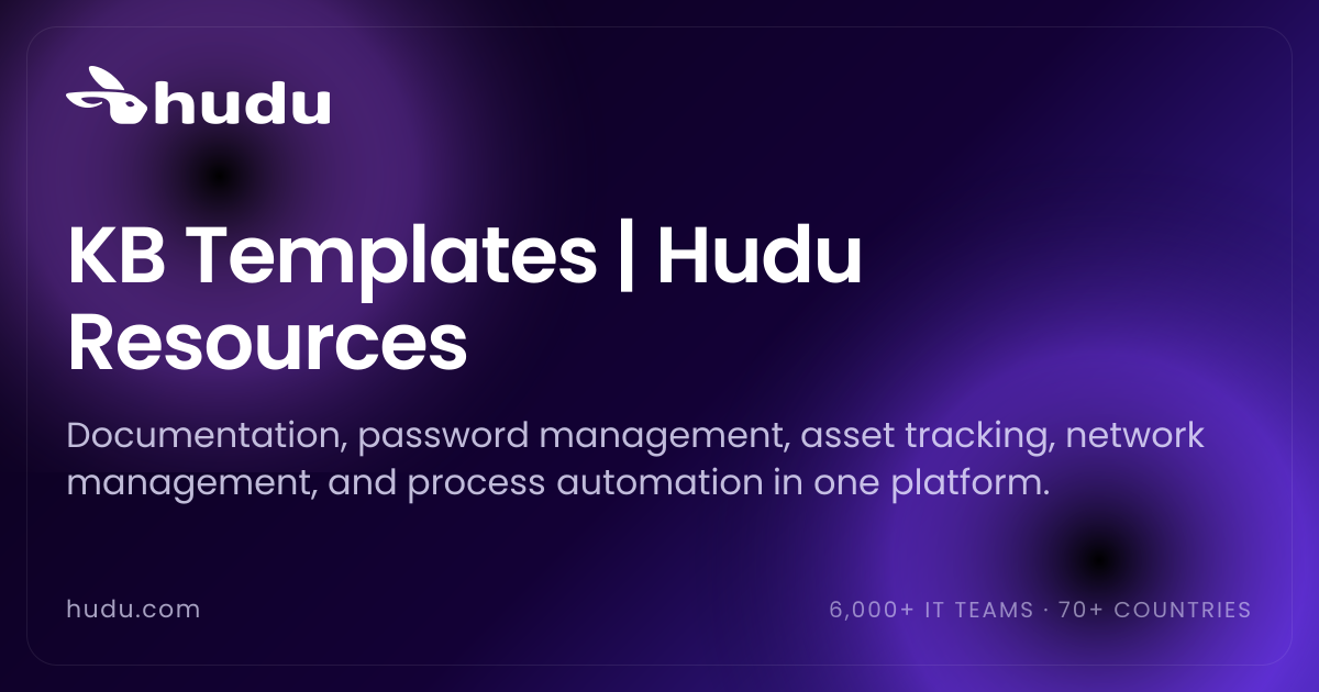 KB Templates | Hudu Resources