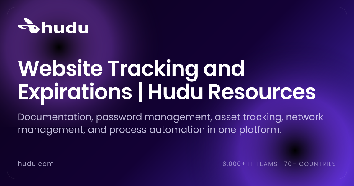 Website Tracking and Expirations | Hudu Resources